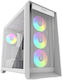 Aqirys XO-1 Gaming Midi Tower Κουτί Υπολογιστή με Πλαϊνό Παράθυρο και ARGB Φωτισμό Λευκό