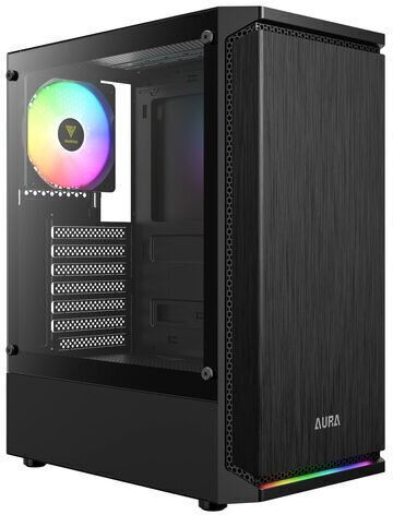Aura GC8 Геймърско бюро Midi Tower Компютърна кутия със страничен прозорец и ARGB осветление Черен