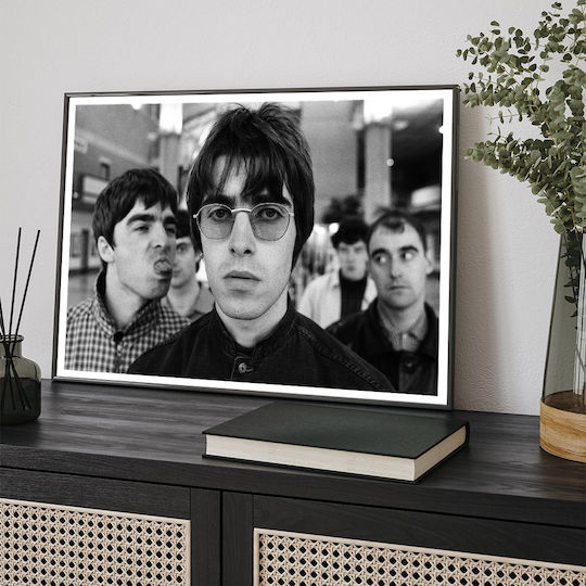 Плакат за музика Oasis Ms150 30см х 40см Черна Дървена Рамка