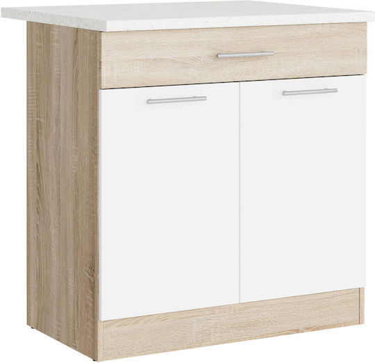 Επιδαπέδιο Ντουλάπι με Πάγκο Εργασίας Sonoma Oak, White 80x46x85εκ. Επιδαπέδιο Ντουλάπι με Πάγκο Εργασίας Sonoma Oak, White 80x46x85εκ.