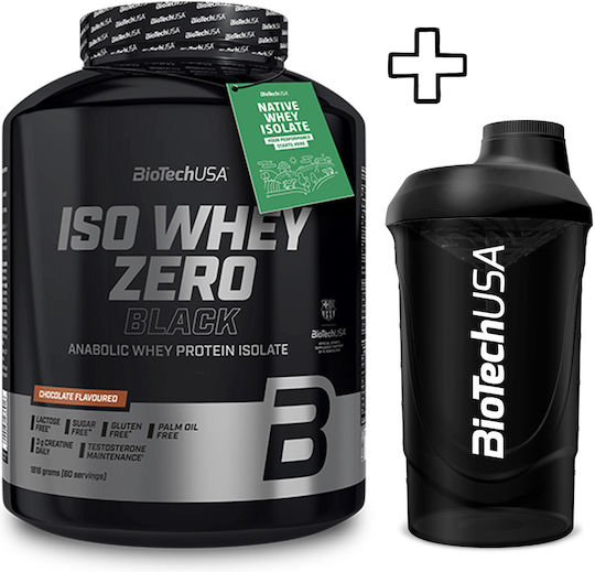 Biotech Usa Iso Whey Zero Black 1816g Strawberry & Biotech Usa Wave Shaker 600ml Shocking Blue Custom Bundle