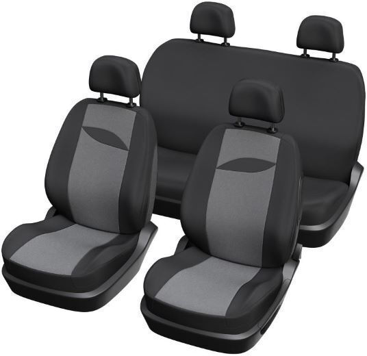 Xl Cover Set De Huse Scaune Auto 9 Buc Poliester Negru Gri 167003