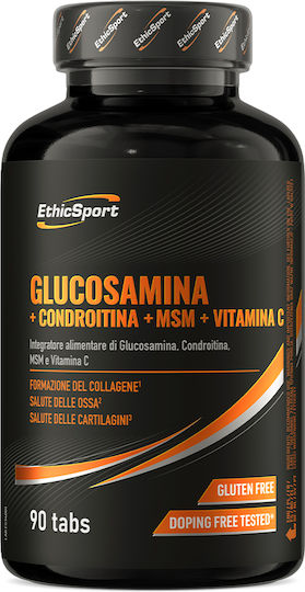 EthicSport Glucosamine + Chondroitin + MSM + Vitamin C Supplement for Joint and Bone Health 90 Tablets