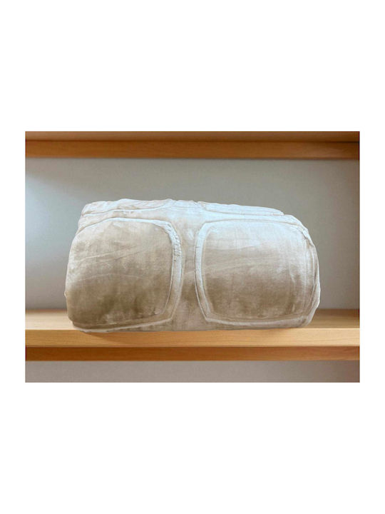 Linea Home Carre Κουβέρτα Βελουτέ Μονή 160x220εκ. Μπεζ
