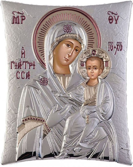 Silver Icon of Panagia the Healer 16x20 Slevori 9875-00101tbr1fwd