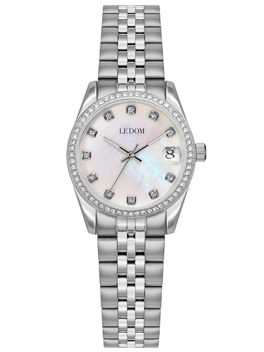 Le Dom Crystals Womens Watch 28mm Battery with Silver Metal Bracelet