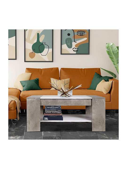 Rectangular Central Coffee Table Wooden with Drawers Gray M100xW58xH44cm