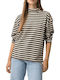 Women's Sweater Turtleneck Striped Black