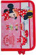 Disney Minnie Pencil Case with 2 Compartments Red