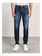 Simon Men's Elastic Jeans Pants with Regular Straight Fit Blue
