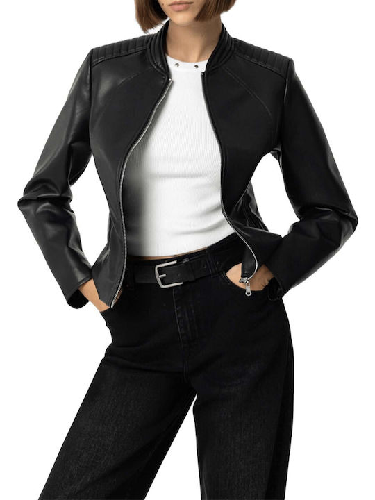 Women's Biker Jacket for Winter Black