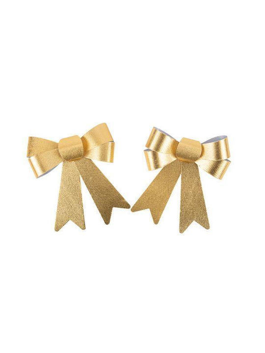 Hanging Bow Ornament Metallic Gold 16x18.5cm Set 2pcs