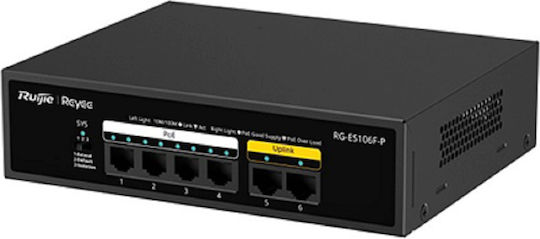 Ruijie RG-ES106F-P Unmanaged L2 PoE Switch με 6 Θύρες Ethernet