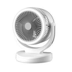 Ventilator Electric De Birou 3 Intensități De Lumină Suport Din ABS Încărcare USB Oscilant 3 Setări De Viteză Alb