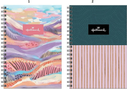 Hallmark Spiral Notebook Ruled B5 70 Sheets 2 Subjects 1pcs (Μiscellaneous Designs)