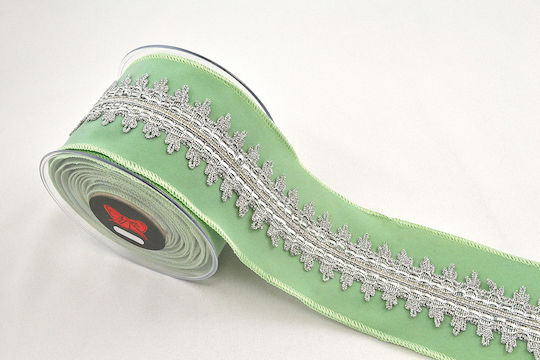 Κορδέλα Halima Velvet Βεραμάν 10 Cm Χ 4.5 M Βεραμάν-ασημί