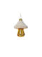 Hanging Ornament Mushroom Glass White 7x9cm