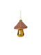 Hängendes Ornament Pilz Glas Rose Gold 7x9cm
