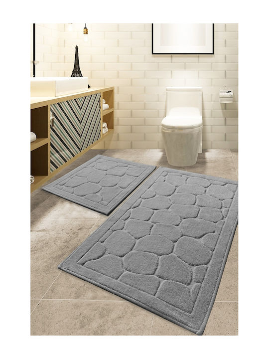 UnicUtil Antiderapant Set Covorașe de Baie De Bumbac 359CHL1659 Gray, Multicolor 50x60buc 2buc