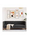 Dreisitzer Sofa Künstliches Leder Black Velvet-Black Metal 194x74.5x70.5cm
