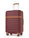 Miss Lulu Μεσαία Βαλίτσα Ταξιδίου Σκληρή Burgundy And Brown με 4 Ρόδες Ύψους 66εκ.