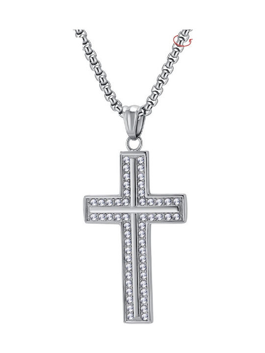 Legend Accessories Ανδρικός Σταυρός από Ατσάλι με Αλυσίδα
