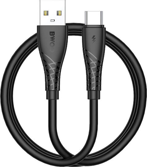 BWOO Редовна USB 2.0 Кабел USB-C мъжки - USB-A мъжки 27W Черен 1м