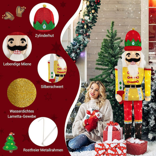 Costway Costway Gigantische Nussknacker Figur Mit LED-Lichtern 166 Cm
