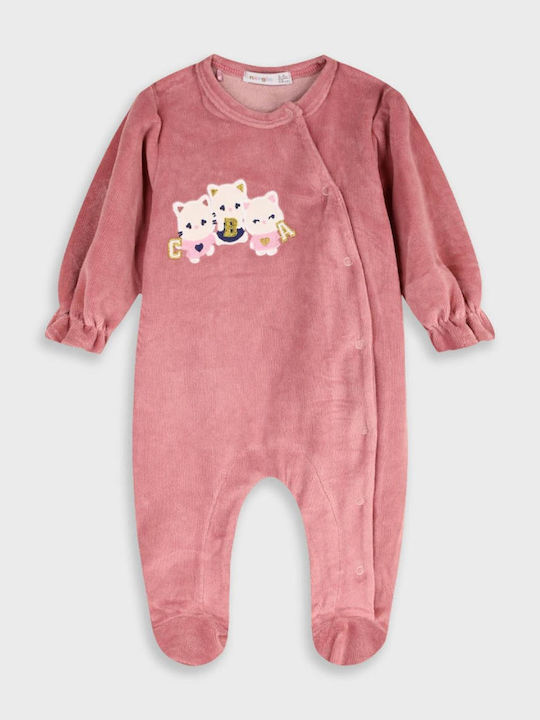 Energiers Cats Baby Bodysuit Long-Sleeved Velvet Pink