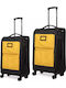 Newcom Travel Suitcases Fabric Yellow with 4 Wheels Set of 2 Pieces