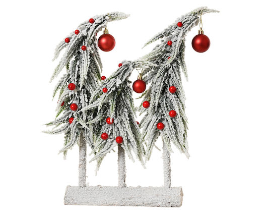 Christmas Decorative Snowy Plastic Tree 40cm Green 3pcs