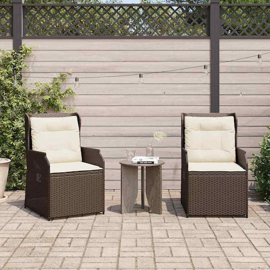Outdoor-Stuhl Rattan Garten Coffee mit Kissen 2Stück 55x67x95εκ.