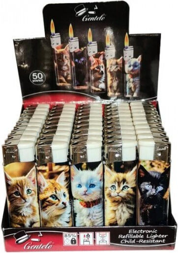 Запалка Gentelo Cats Електронна 8см Голяма 662-2429 Кутия 50 Бройки