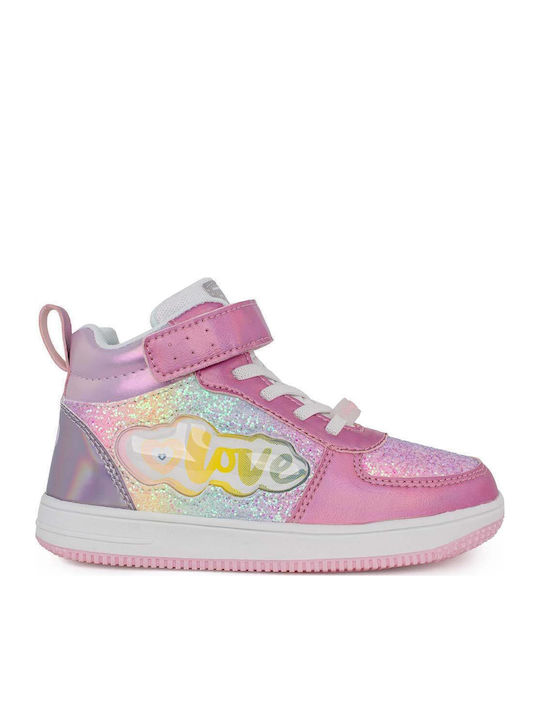 Anatomisch Kinderstiefeletten mit Klettverschluss & Lichtern Rosa