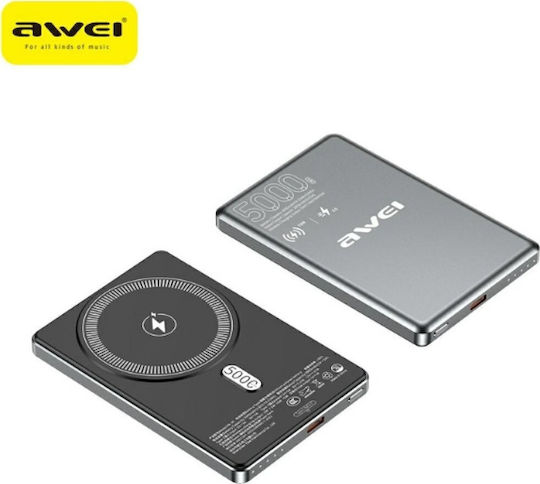 Awei PA-30 MagSafe Power Bank 5000mAh 5W Quick Charge 2.0 / Quick Charge 3.0 Γκρι