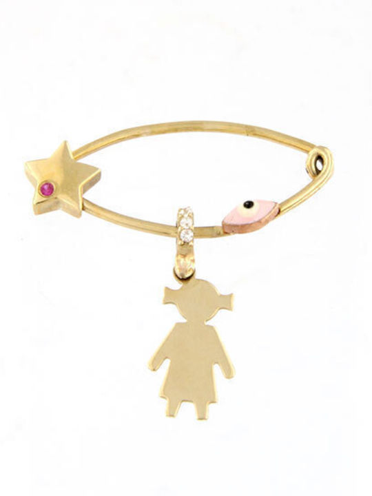 Ios Child Safety Pin made of Gold 9K for Girl