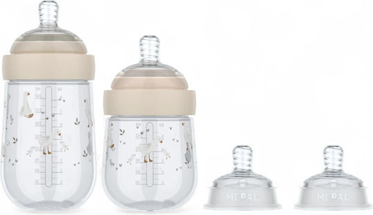 Little Dutch Plastic Baby Bottle Set Mio Little Goose Anti-Colic with Silicone Nipple for 0+, 0+ m, months Transparent 4pcs