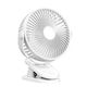 Portable Fan Clip 3 Speeds Adjustable Design Abs Oscillating Usb Charging White