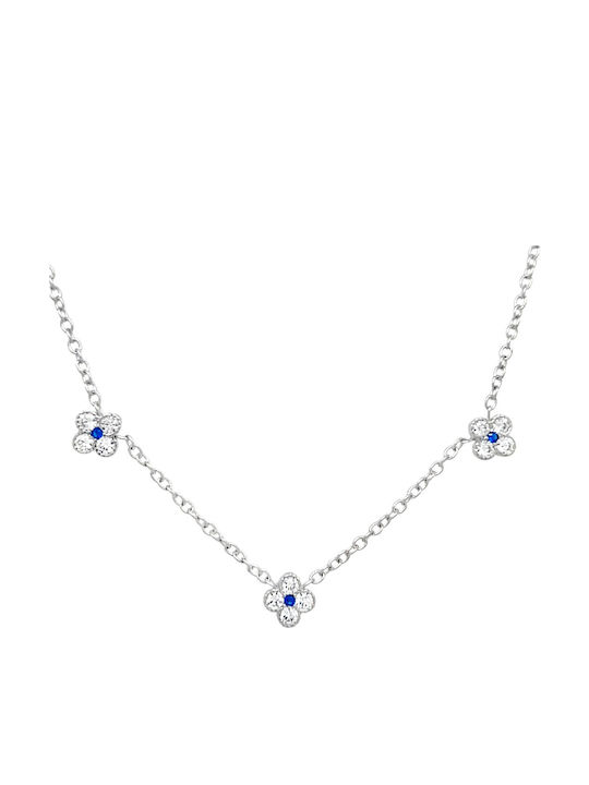 Xryseio with design Flower from Silver with Zircon