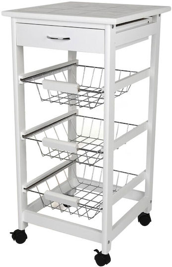 Bakaji Rack de bucătărie Lemn Albă 37x37x82cm