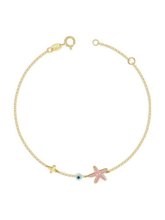 Kiriakos Gofas Παιδικό Βραχιόλι Αλυσίδα από Χρυσό 14K