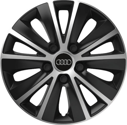 Versaco Auto Radkappen Set Rapide mit Marke Auto 4Stück 16" Schwarz/Schwarz