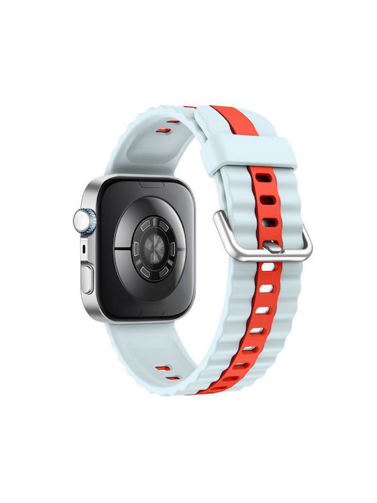 Кайш Vertical Striped Двуцветен Силиконов Band Huawei Watch Fit 3 4 4 Pro Светлосин Червен