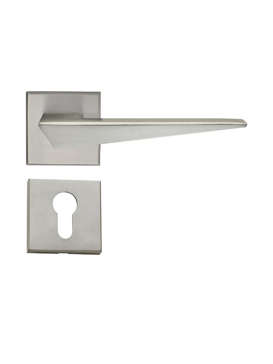 Ilavio Lever Middle Door with Rosette 2376 Pair Silver