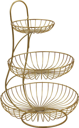 Keskor Obstschale Metallisch 3 Niveaus Gold 30x30x45cm