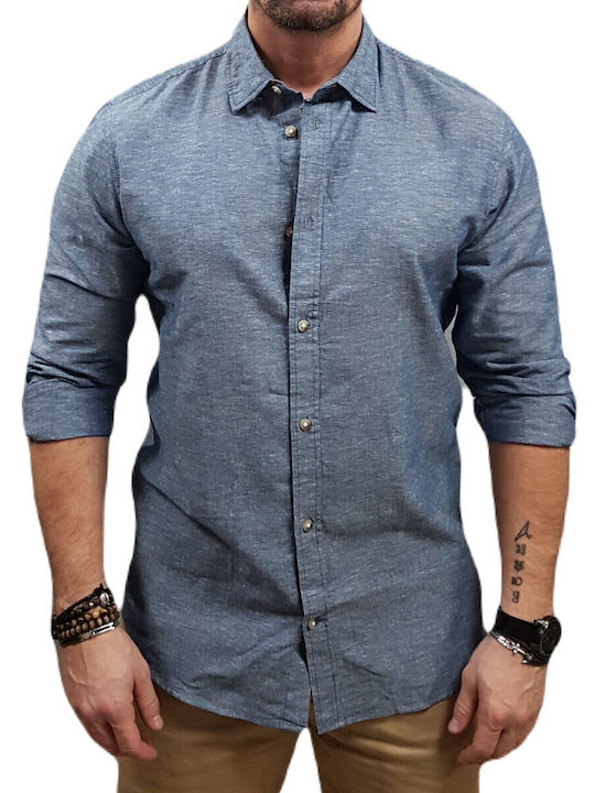 Jack & Jones Long-sleeved Linen Shirt Light Blue