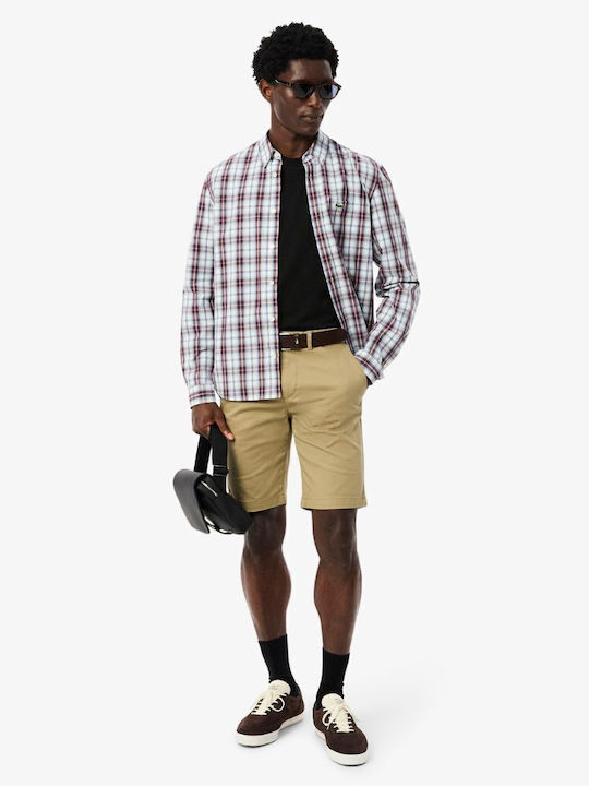 Long-sleeved Cotton Shirt Checked White/Red