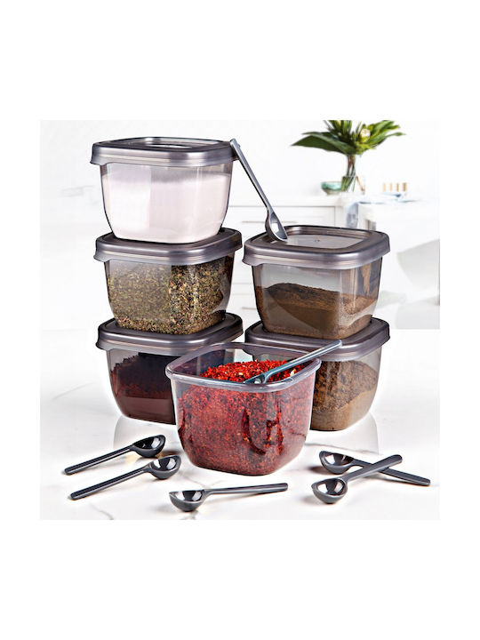UnicUtil Set 6 Bucăți Vaze Utilizare Generală Cu Capac Plastic Gri 550ml 6 Bucăți