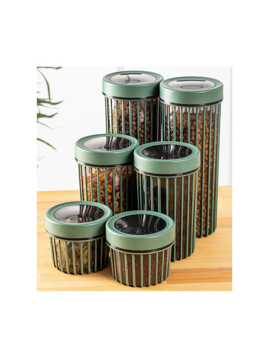 UnicUtil Set 6 Bucăți Vaze Utilizare Generală cu Capac Ermetic Plastic Verde 10.5x9x10.5cm 6 Bucăți