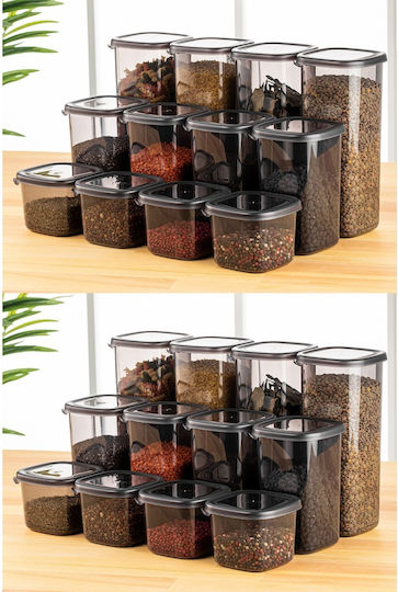 UnicUtil Set of 24pcs Jars General Use with Lid Plastic Gray 10x9.5x10cm